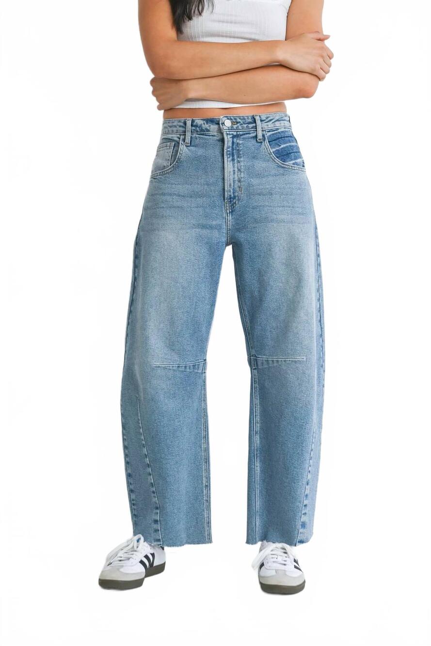 NEW JUST BLACK DENIM barrel jeans with seams in light wash